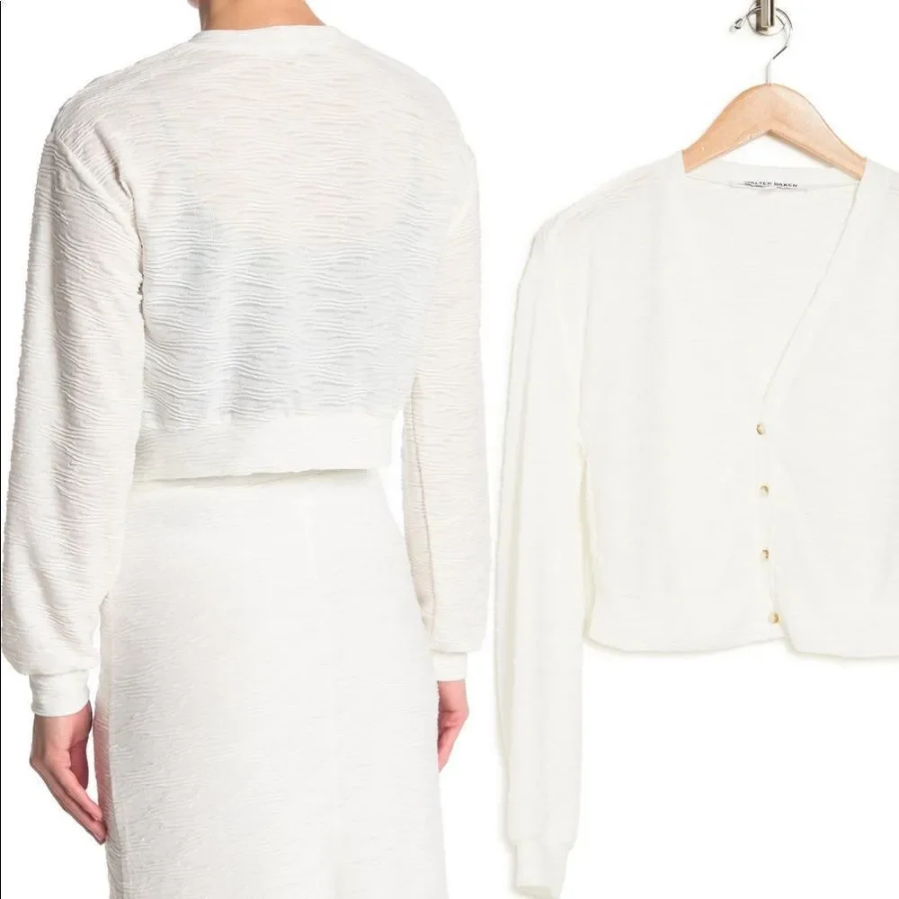 Walter Baker Women’s  Melinda V-neck button down white top cardigan size M, NWT